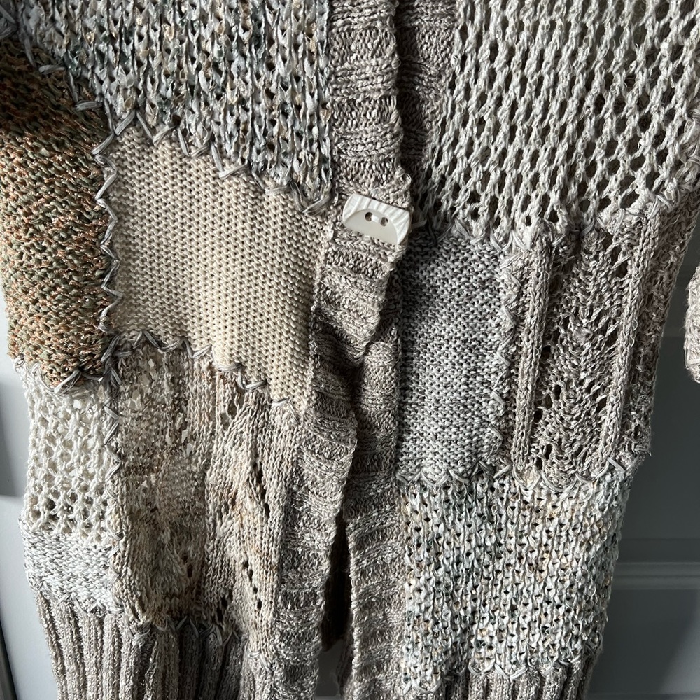 Anthropologie Curio Patchwork Button Front Knit C… - image 4